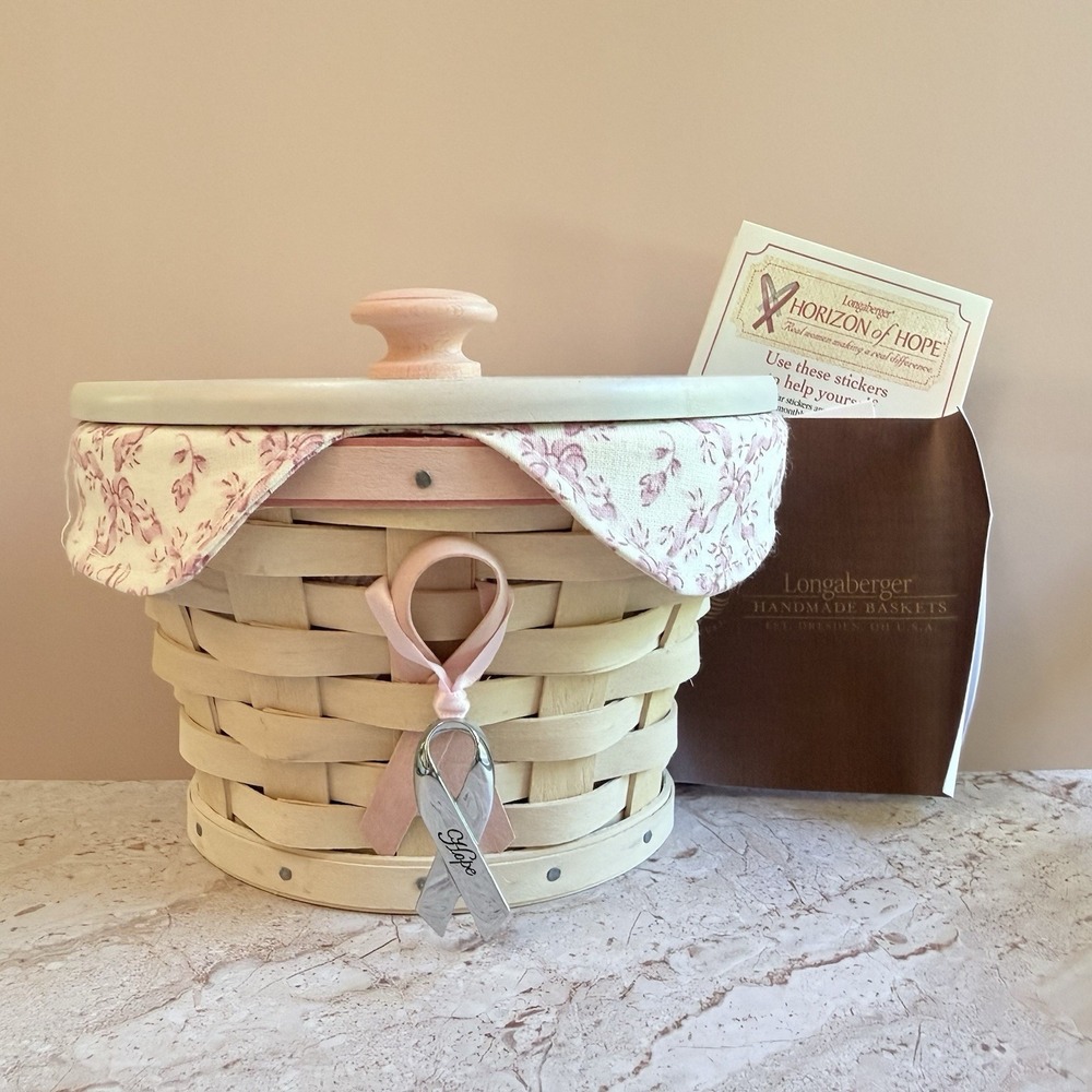 Longaberger Horizon of Hope 2009 Basket with Lid Liner Protector and Charm